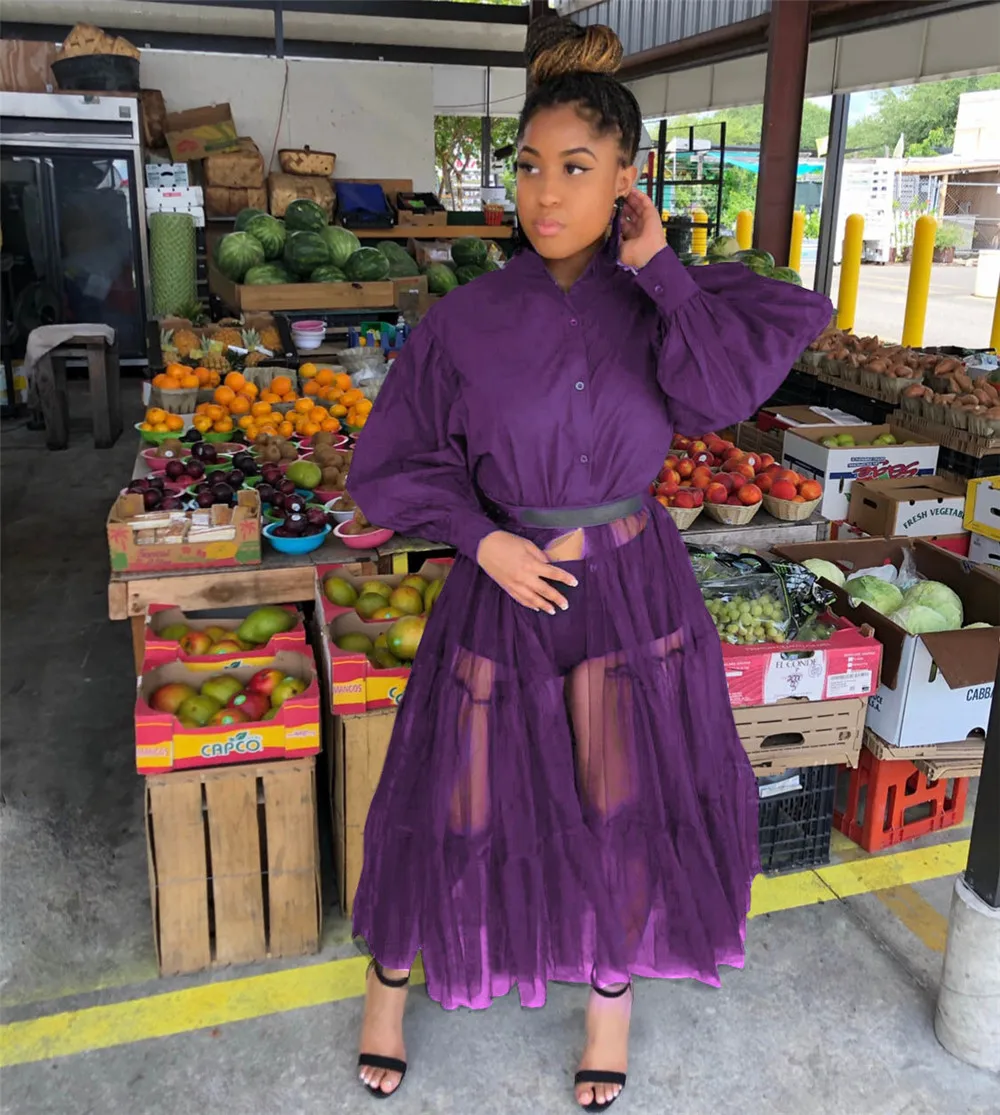 メッシュパッチワークホワイトシャツドレス秋服女性用ボタンアップランタンスリーブロングドレスストリートウェアナイトクラブパーティードレス