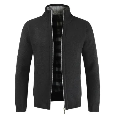 Suéter masculino de malha de caxemira grossa personalizado de alta qualidade cardigan lã inverno com zíper suéter de tricô para homens