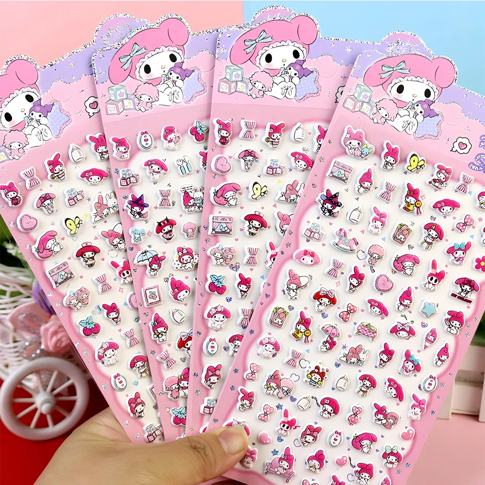 4pcs My Melody Cartoon Bubble Stickers Kawaii Decoration Sanrio 3D Puffy Decals Toys Cute DIY Journaling Diary Guitar