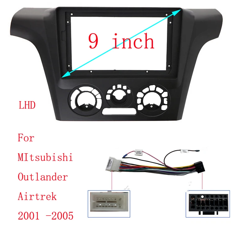 9 inch Car Frame Fascia For MItsubishi Outlander Airtrek 2001 -2005 LHD Adapter Canbus Decoder Cable Radio Head Unit Panel