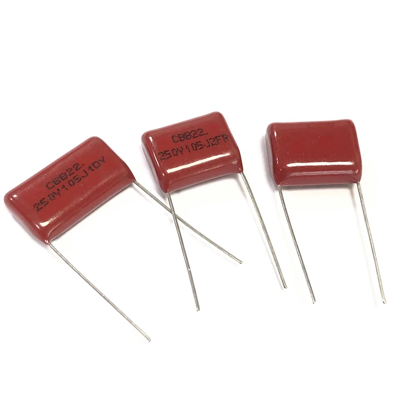 Capacitor do filme do polipropileno do CBB, 250V, 103J, 104J, 105J, 125J, 154J, 205J, 225J, 473J, 474J, 684J, 100nF, 0,1 uF, 1uF, 2,2 uF, CBB, 10 PCes