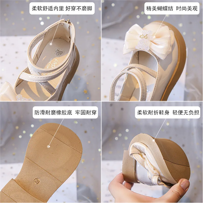 جديد الأميرة أحذية الأطفال المسطحة لفتاة ماري جين المتسكعون أحذية رياضية أطفال أحذية الحفلات موضة كريستال القوس أحذية من الجلد 6 سنوات