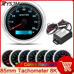 12V 24V Car Tachometer 85MM Motorcycle Speed Meter 7 Colors Automobile Modification 8000 RPM Meter Adapter Tach Sensor