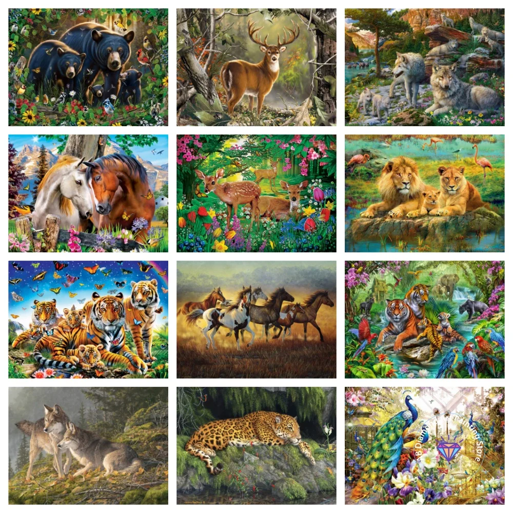 

Tiger Wolf Wildlife AB Diamond Painting Kit Square Round Diamond 5D DIY Mosaic Handmade Art Adult Exquisite Gift Home Decoration