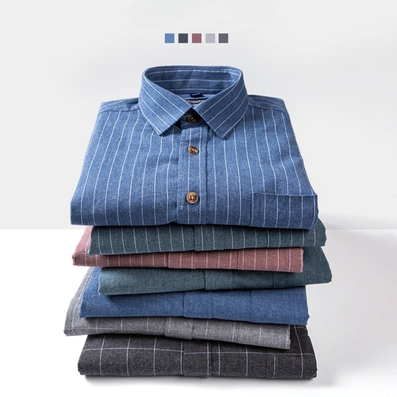 Pure Cotton Men's Plaid Shirt Long Sleeve Regular Fit Men Casual Oversized Shirt Leisure Autumn Male Blouse New Plus Size