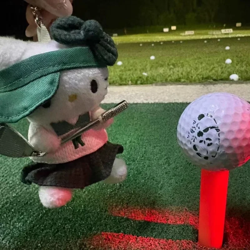 Kawaii golfe olá kitty pelúcia chaveiro dos desenhos animados jogar golfe kitty boneca de pelúcia pequeno saco pingente sanrio boneca mochila charme