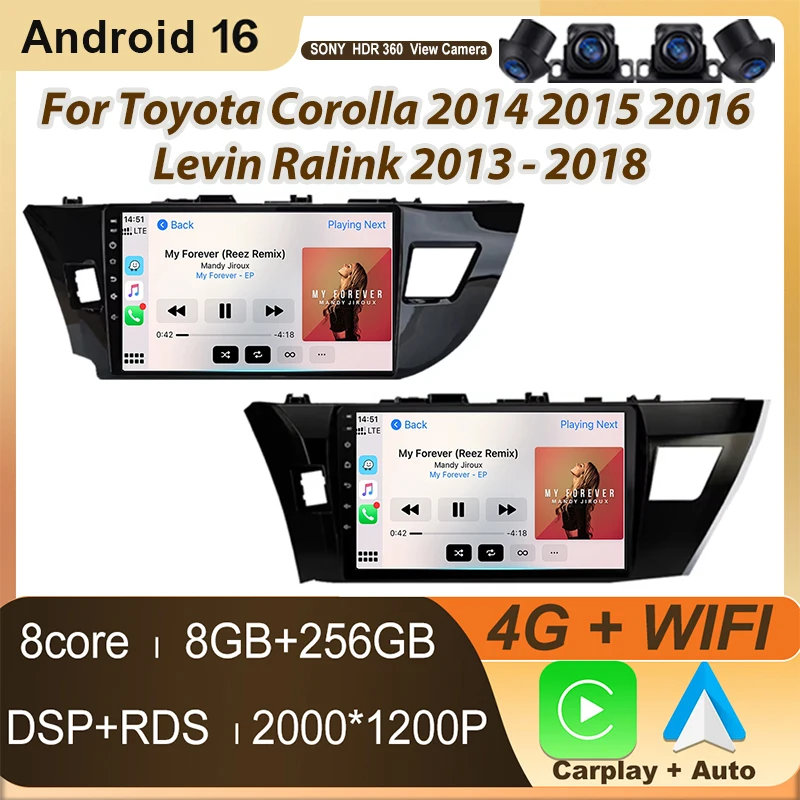 Android Car Radio For Toyota Corolla 2014 2015 2016 Levin Ralink 2013 - 2018 Carplay Video Player GPS  Navigation 2din Head Unit