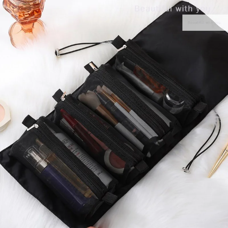 

Makeup Bags Detachable 4 In 1 Portable Cosmetic Bag Travel Folding Separable Toiletry Storage Bag Organizer Make Up Pouch