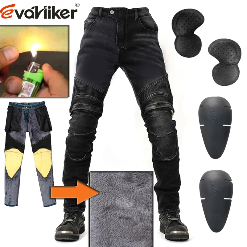 Jeans de moto coupe-vent en velours aramide pour hommes, pantalons d'équitation ignifugés, équipement de protection, Hurbike, FjMotocross