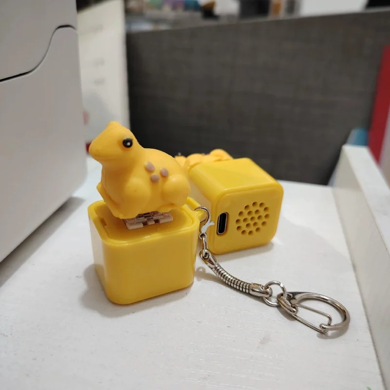 Yellow Chick Frog Keyboard Keychain Electronic Luminous Mechanical Keyboard Keychain Button Pendant Kids view 2