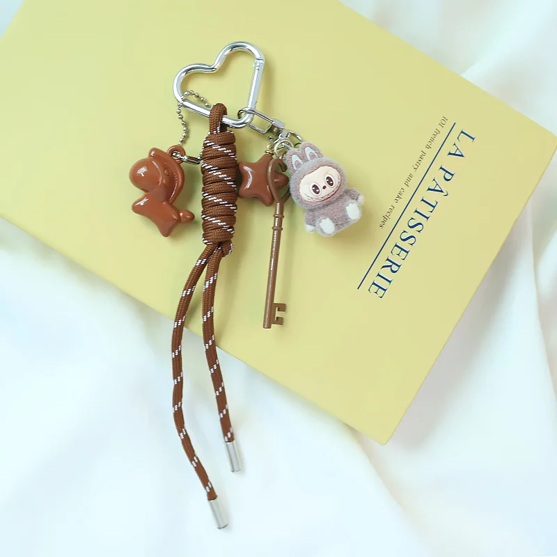 

Labubu Crybaby kawaii creative braided rope keychain charm cartoon moe particles diy charm labubu student bag accessories