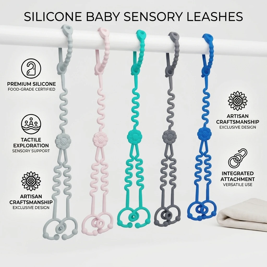 3Pcs Silicone Baby Toy Straps Double Ended Toy Tether Anti-Drop Pacifier Clip Teether Holder for Stroller High Chair Car Seat