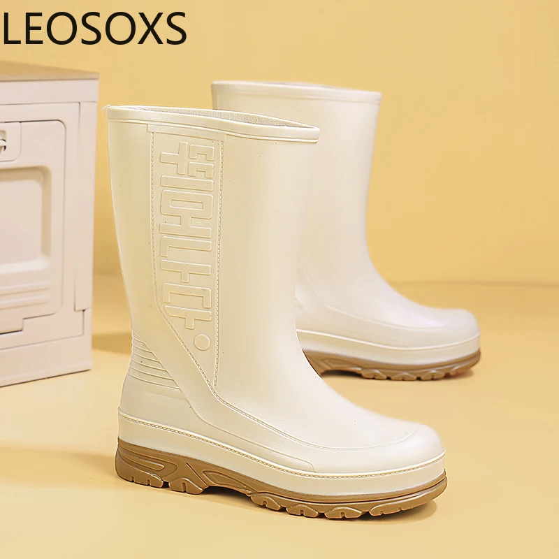 

Men's Casual Waterproof Anti Slip Rain Boots Middle Tube Fashionable Working Rubber Mans Shoes Outdoor Casual Hiking Water Boot