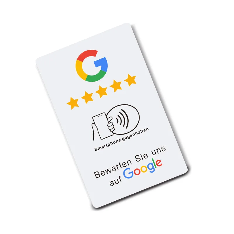 Revisão alemã nos nos no Google Tap Card NFC pronto para ser ativado instantaneamente aumenta as comentários de negócios Revisão do Google Tap NFC Card Tag