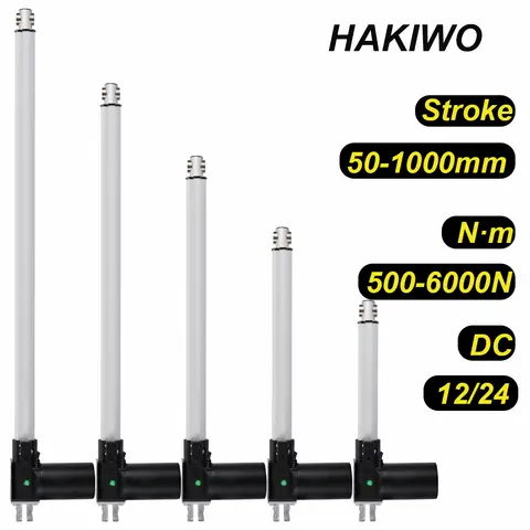 HAKIWO 6000N 12V 24V Linear Actuator  50mm 200mm 500mm 700mm 900mm 1000mm  Stroke Solar Tracker Motorisation of Door 30mm/s