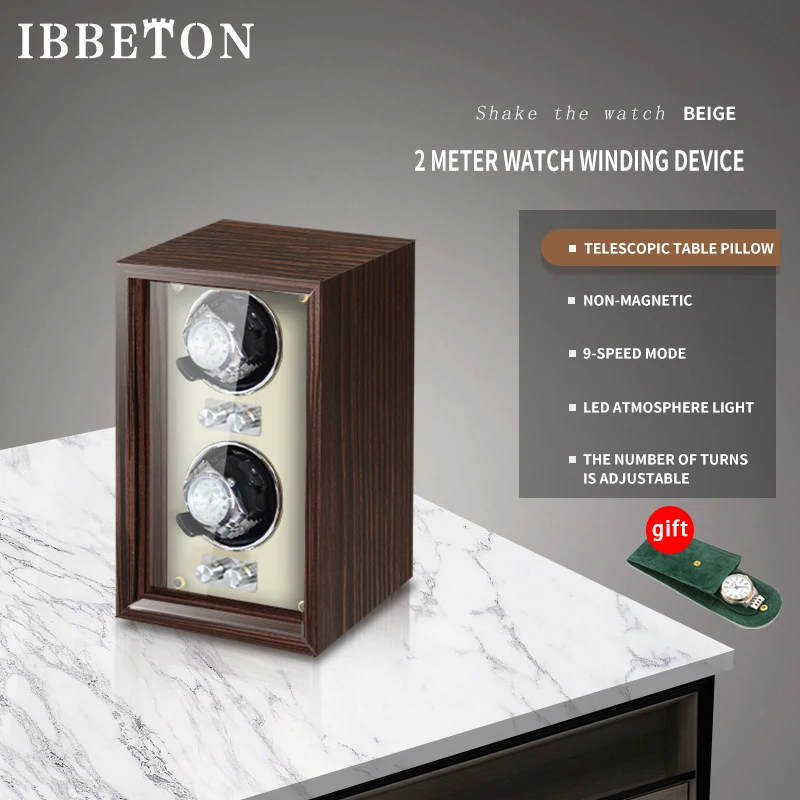IBBETON Luxe Houten Watch Winder High-End 2 4 6 Slots Automatische Horloges Doos Met Mabuchi Mute Motor Horloge kast Klok Opslag