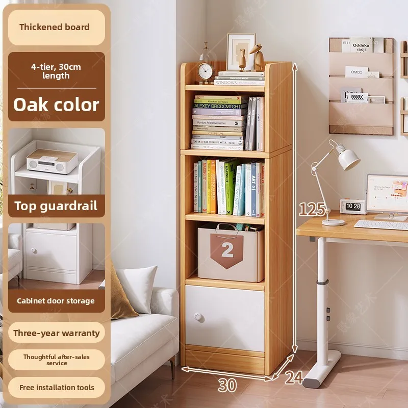 

Stable Bookshelf Shelf Multi-layer floor-to-ceiling storage display cabinet Study Small narrow bookcase with door