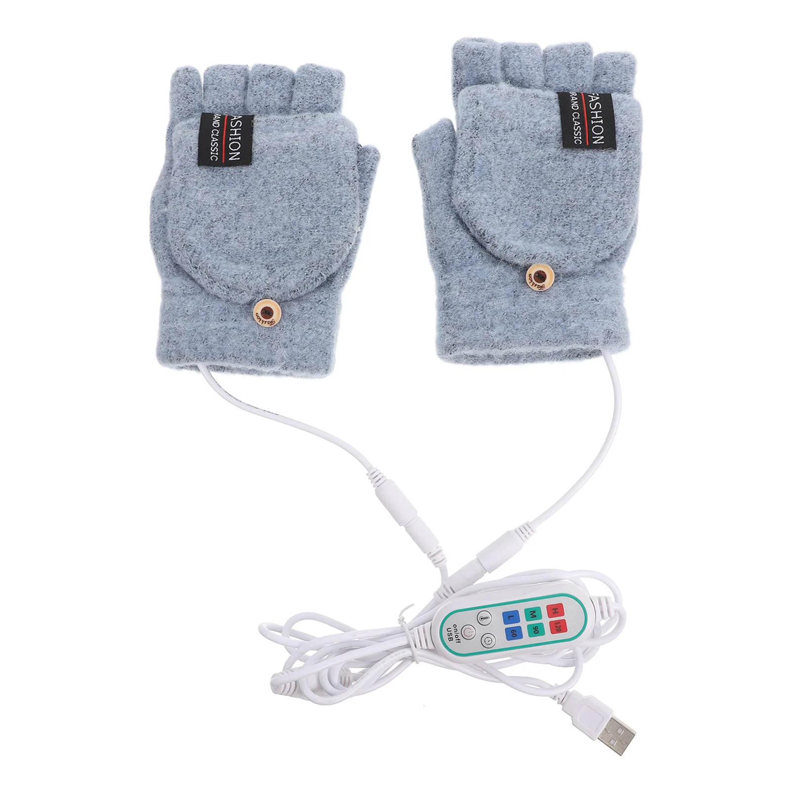 

USB Heating Gloves for Men Heated Skiing Thermal Mitts Portable Winter Knitting Laptop Mittens Man Full Finger