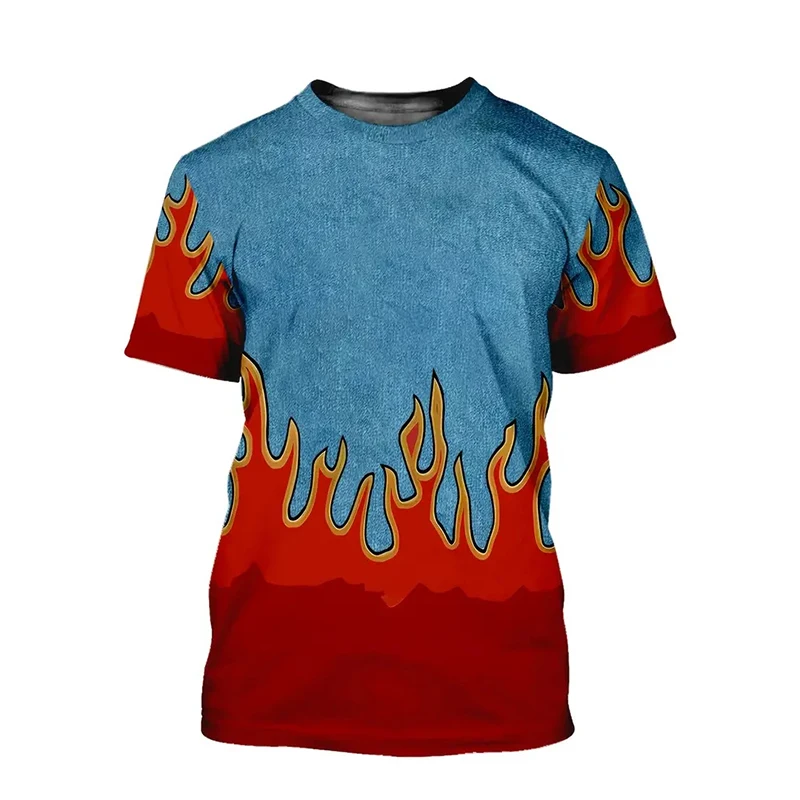 

Хип-хоп пламенная 3D футболка для мужчин, индивидуальная уличная одежда, футболки с круглым вырезом и короткими рукавами, летняя повседневная футболка в стиле Харадзюку