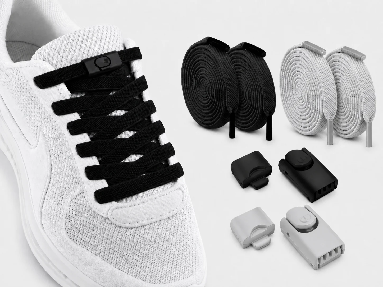 Flat Elastic No Tie Shoelaces Press Lock Lazy Laces One Size Fit All Sneakers Shoes Adults Kids Multicolor Tieless Shoe Strings