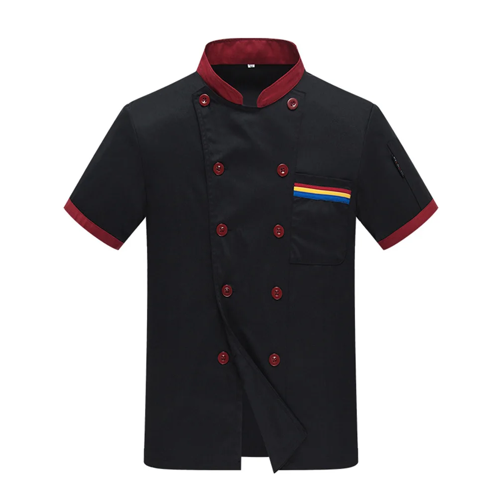 2Xl Short Sleeve Chef Coat Breathable Oil-Proof Washable Kitchen Workwear For Restaurant Hotel Catering Staff Uniforms Pcs