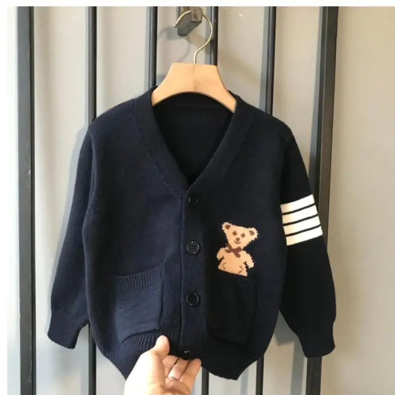 

Spring and Autumn Children's Knitted Sweater Cardigan Coat 2023 New Boys and Babies Casual Sweater Coat