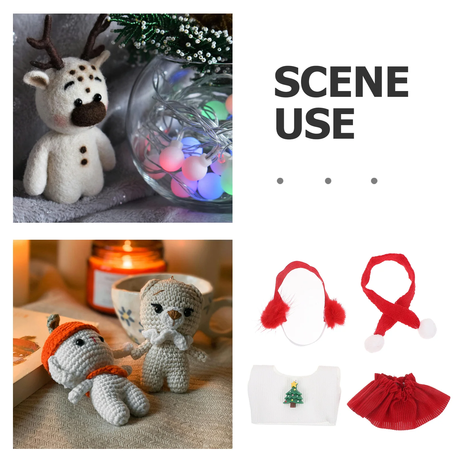 1セット1着の衣類パック、1歳、2歳、3歳用、赤いサンタスカート、ニットセーター、イヤーマフ、スカーフ、冬の衣装、ごっこ遊び、ホリデー用