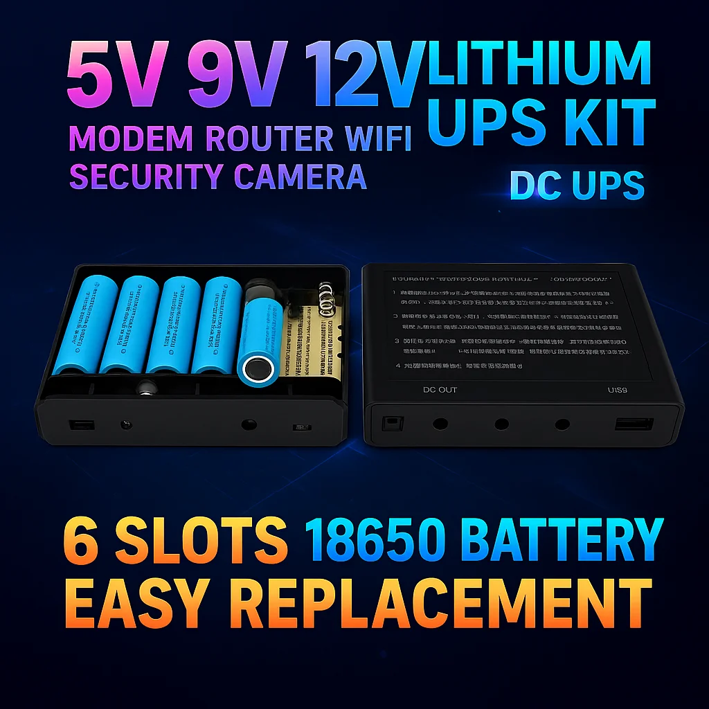 Continuous DC Output 5V/9V/12V Removable UPS Module, Power Backup for Router WiFi Camera ONT