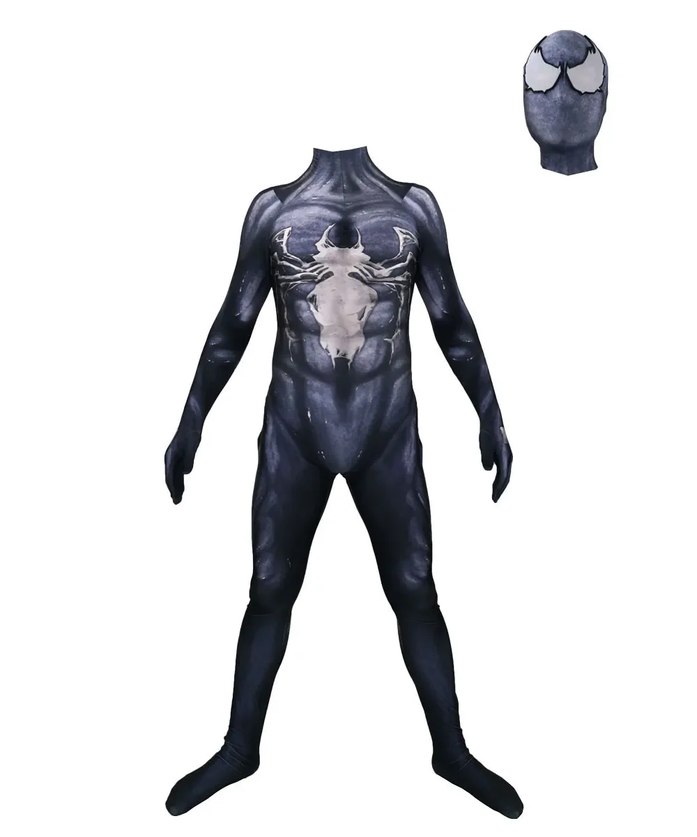 Volwassenen Kids Halloween Venom Symbiont Spiderman Superheld Cosplay Kostuum Bodysuit Zentai Tweede Skin Suit Mannen Party Jumpsuit