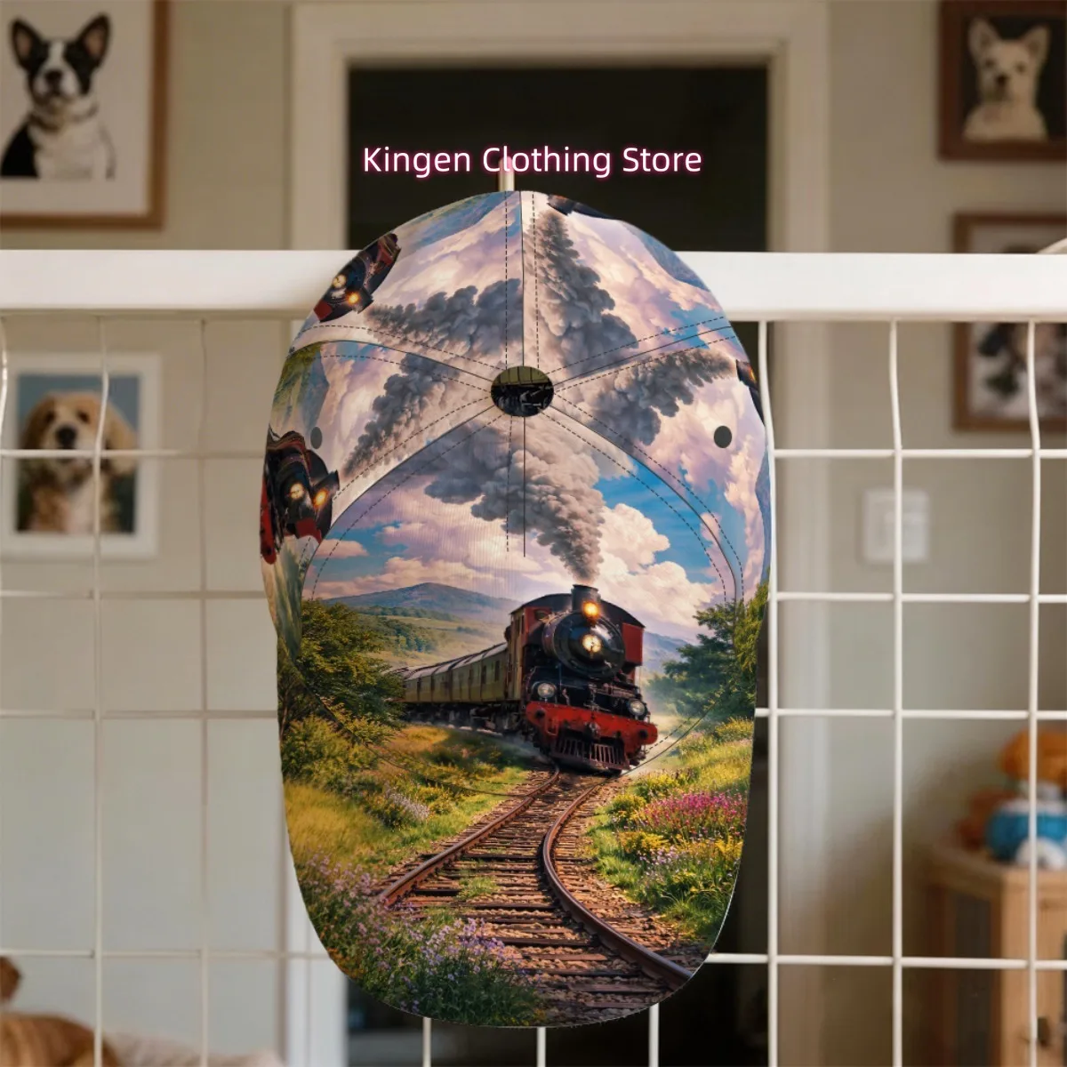 1pc Steam Train Journey Baseball Cap Full Print Outdoor Sports Breathable & Lightweight Fishing Trip Holiday Gift Anniversary Gi