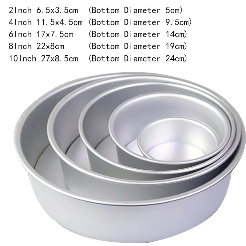 2/4/6/8/10inch 5Pcs Round Aluminum Alloy Cake Pan Set With Removable Bottom Chesse Chiffon Cake Bread Mold Tray DIY Baking Tools