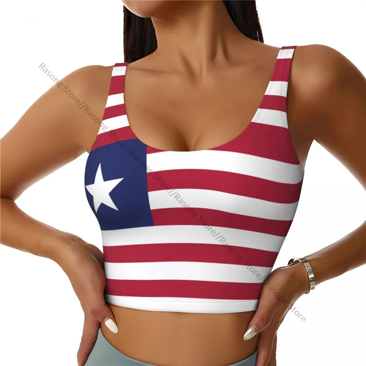 Sports Bra Women Running Yoga Clothes Vest Liberia Flag Gathering Fitness Vest