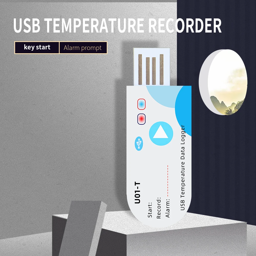 IP67 USB Temperature Data Logger Disposable Recorder, 60 Days 14400 Points Recording With App Report High Precision Temperature