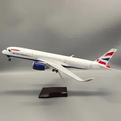 1/130 Scale 47CM Airplane Airbus A350 Aircraft BRITISH AIRWAYS Airlines Model Light Wheel Diecast Resin Plane Collection Display