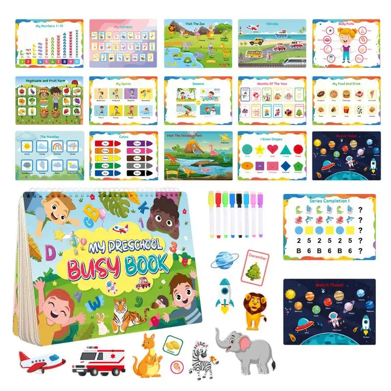 

Busy Book Sensory Educational Toys Preschool Learning Toy Kindergarten Learning Activities For Boys Girls Ages 3-5 Fine Motor