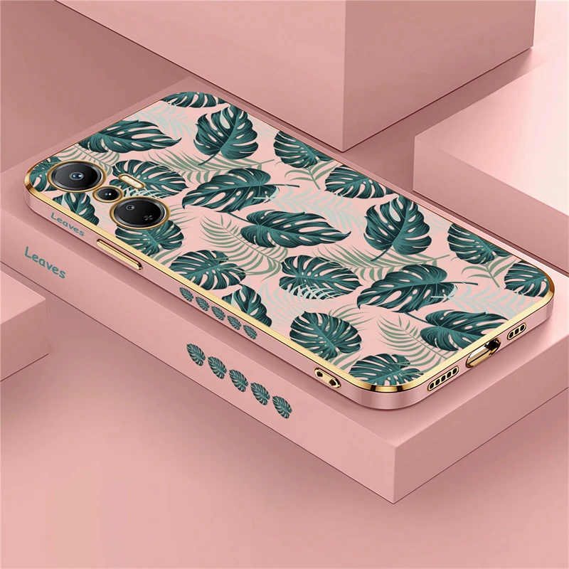 Case For Infinix Hot 12 Play 12i 11S NFC 11Play 40 Pro 30i 30 Play 20i 20S 9 Pro 10T 10i 10S 9 8 Plating Silicone Leaves Cover