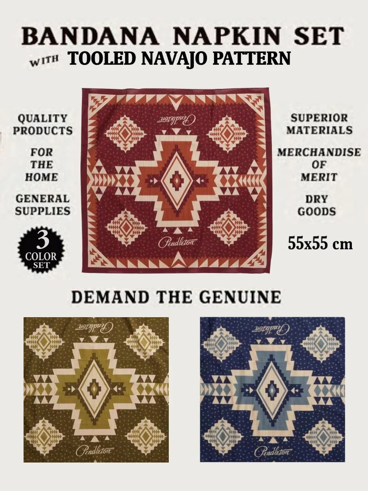 

Navajo Bandana 55cm Square Scarf American Retro Ameikajie Indian New Flower Pattern Ethnic Sle Cotton Fabric ex