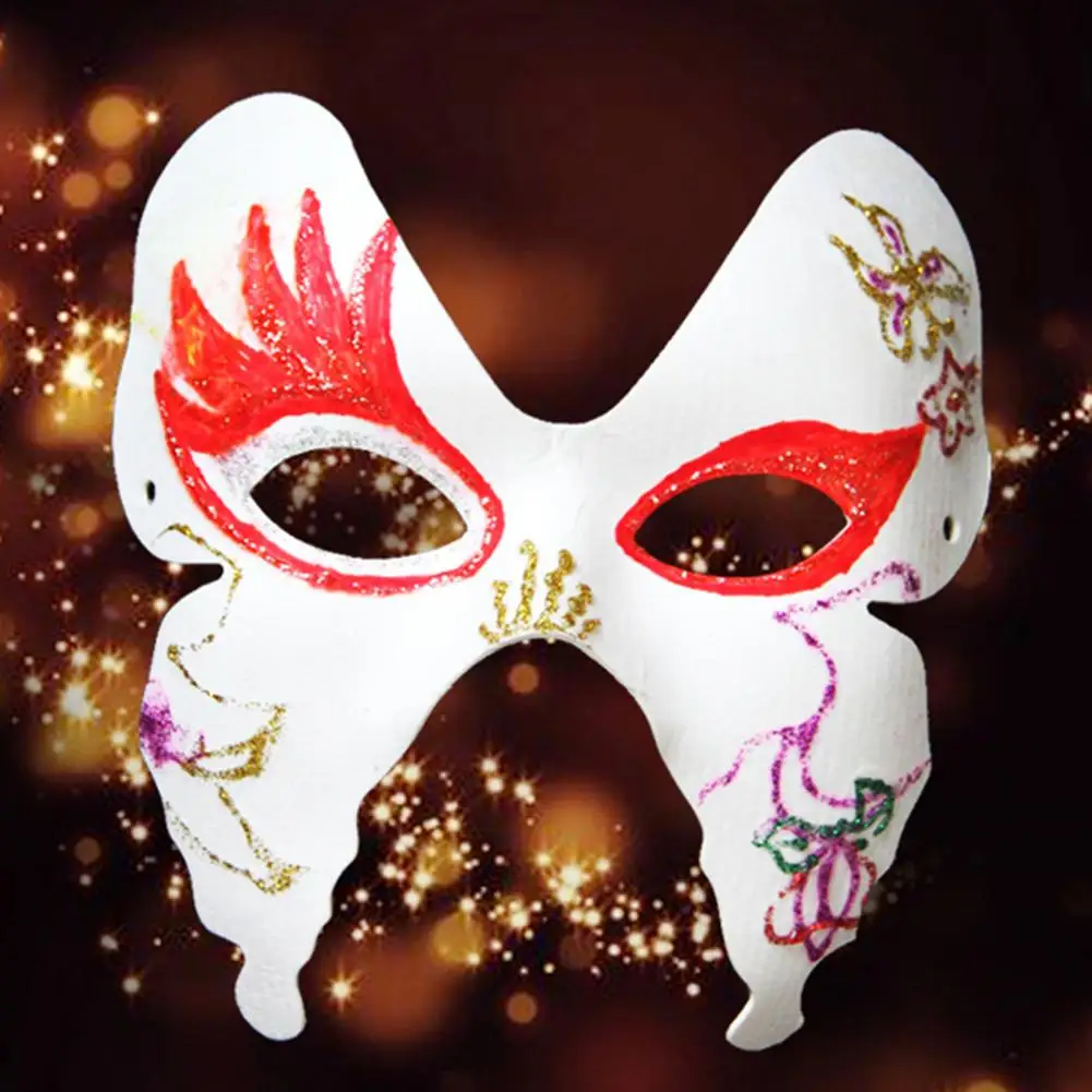 Paper Face Cover Kids Painting DIY Half Face Dancing Masque White Party Masque DIY Crafts Party Eye Cover Masque Cosplay Masques