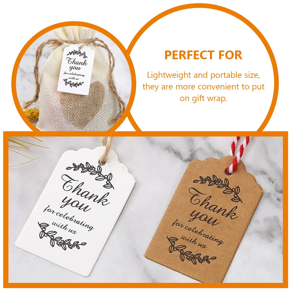 

200 Pcs Personalized Thank You Tags Gift Card Delicate Thanks Labels Bride Sticker Gifts
