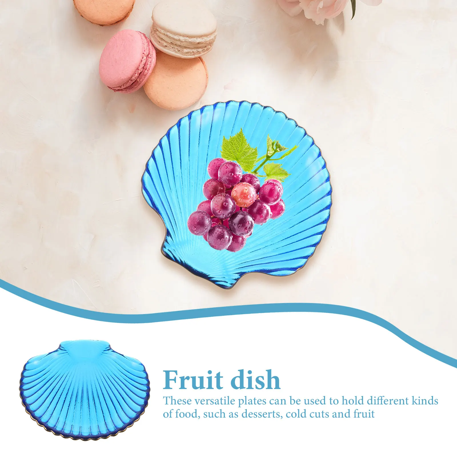 

Ocean Theme Shell Food Catering Plate Use Snack Tray Fruit Display Tray Glass Dish Shell Shape Plate