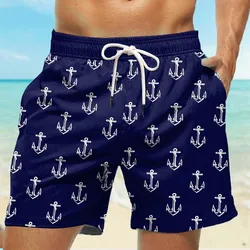 Men's Summer Casual Beach Shorts, 3D Printing Style Trend, Soft And Comfortable Fabric Breathable And Elastic, With Elastic Stra