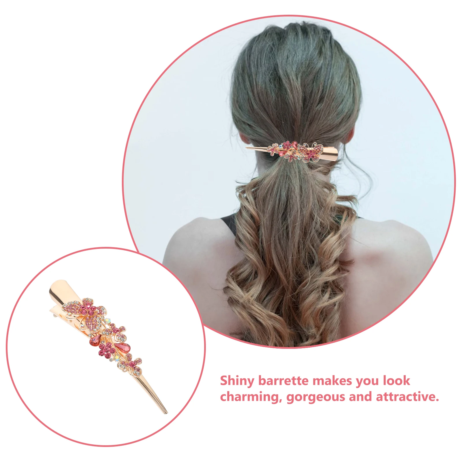 

Shiny Rhinestone Butterfly Hair Barrettes Women's Elegant Large Fancy Alligator Clips for Prom Wedding Party Styling for Women