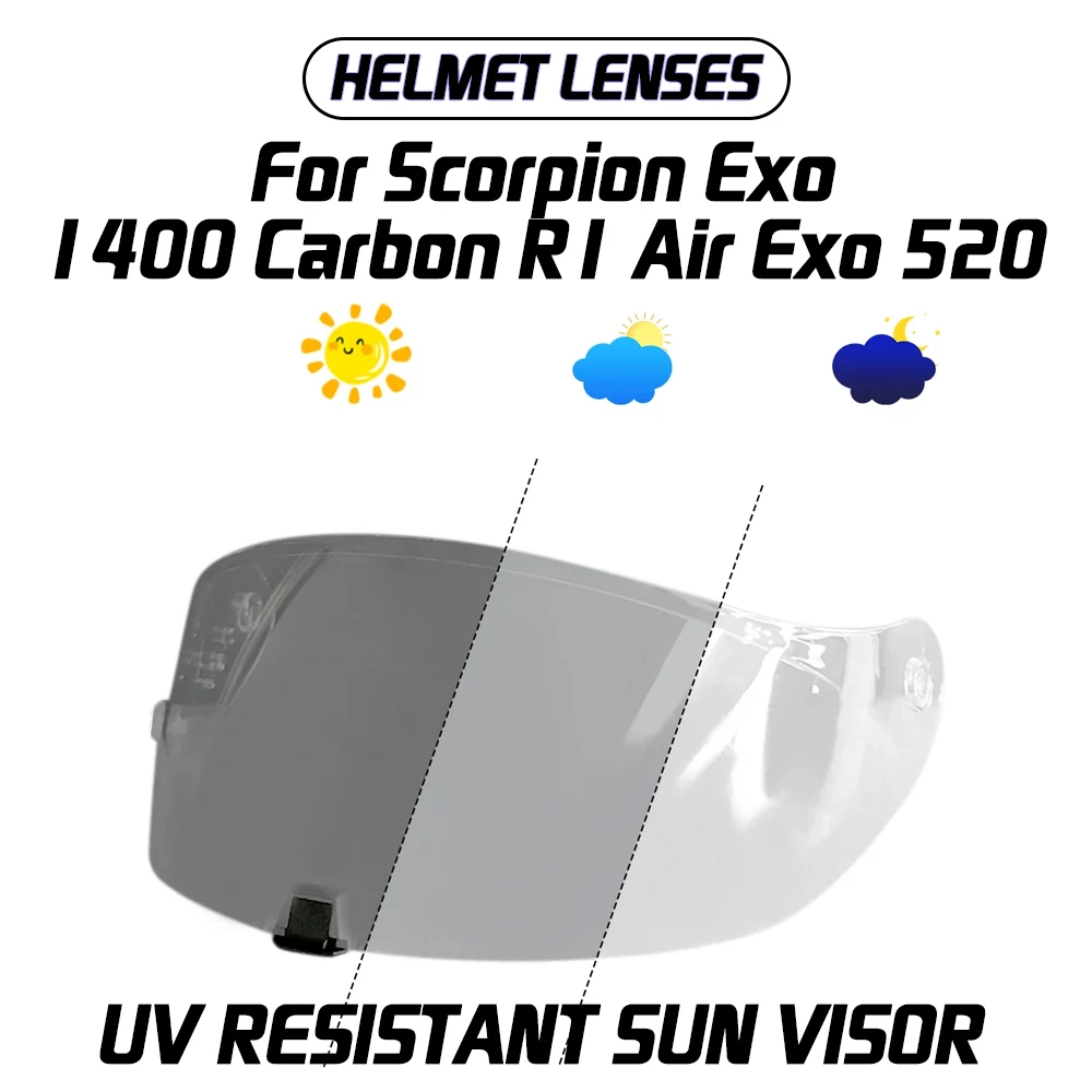 Для Scorpion Exo 1400 Carbon R1 Air Exo 520, шлем с защитой от ультрафиолета, линза для ПК, изменение цвета дыма, темный, сменный солнцезащитный козырек