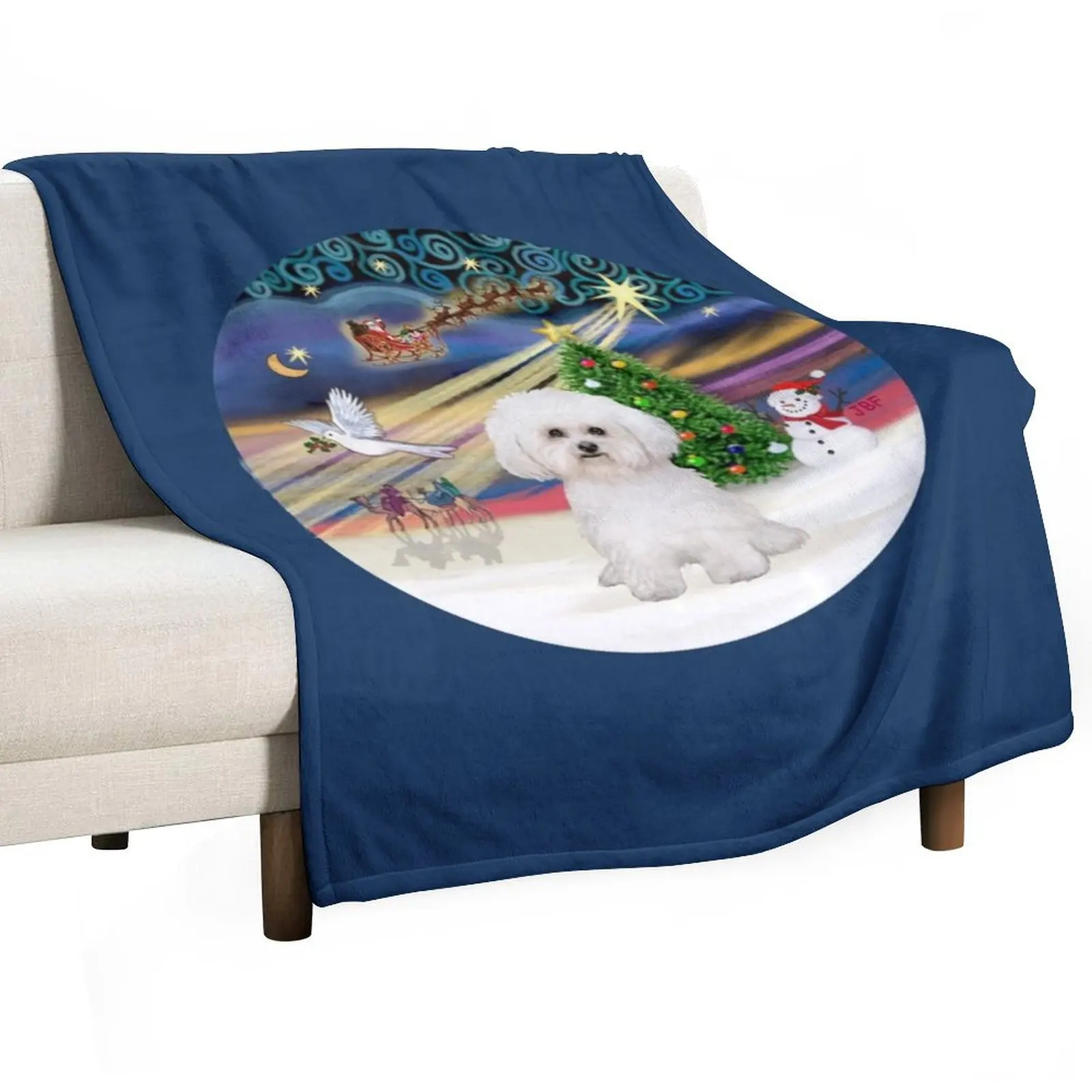 

Christmas Magic with a Bichon Frise (#2) Throw Blanket Bed Fashionable Sofas Beautifuls Thin Blankets