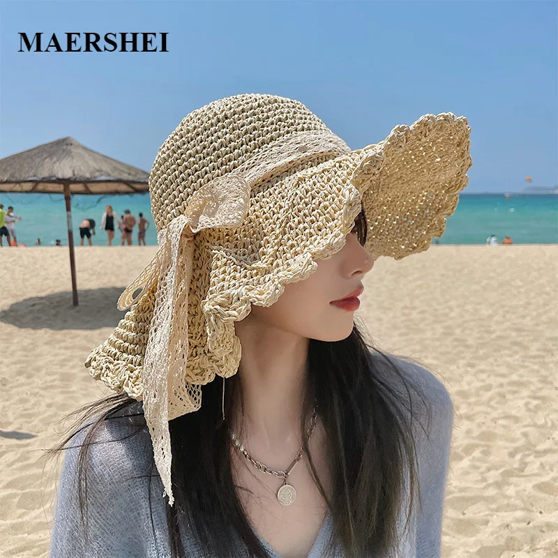 

Simple Girl Raffia Sun Hat Wide Brim Floppy Summer Hats For Women Beach Panama Straw Dome Bucket Hat Femme Shade Hat