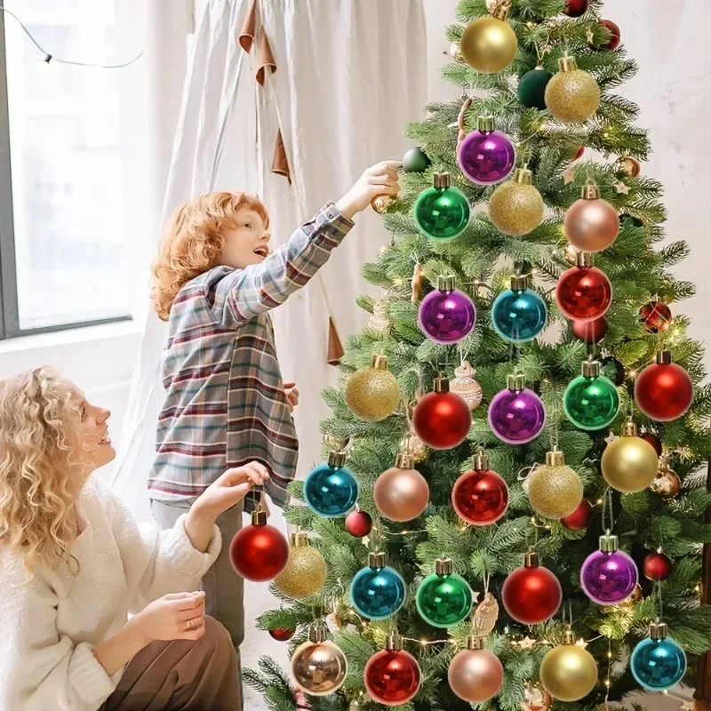 الذهب الأحمر بريق كرات عيد الميلاد شجرة عيد الميلاد المعلقات المعلقة 4 سنتيمتر عيد الميلاد الكرة الحلي المنزل احتفالي ديكور الحفلات الهدايا