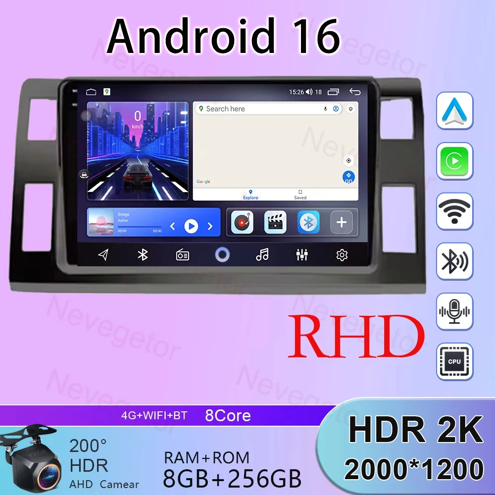 

Car Radio GPS 4G For Toyota Previa 3 XR50 Estima 2006-2019 Video Player 8 CORE Android 15 Auto Navigation Stereo Carplay 2din BT