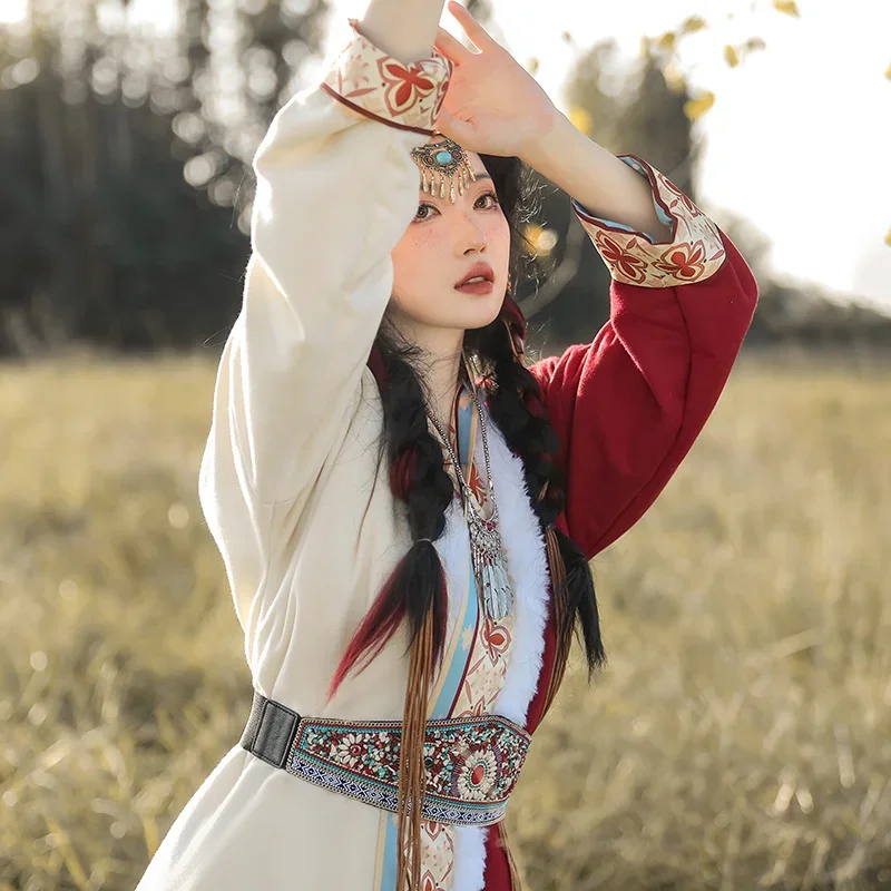 Women Daily Autumn And Winter Chinese Improved Style Han Elements Tibetan Clothing Ethnic Style Han Clothing Dance Costumes