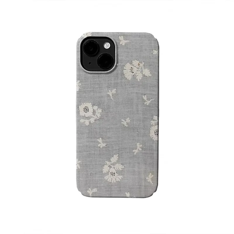 

Light Blue Gray Minimalist Small Flower Phone Case for IPHONE 17 Air 16E 15 PROMAX 14 Plus 13 12 MINI 11 XR Acrylic Phone Cover