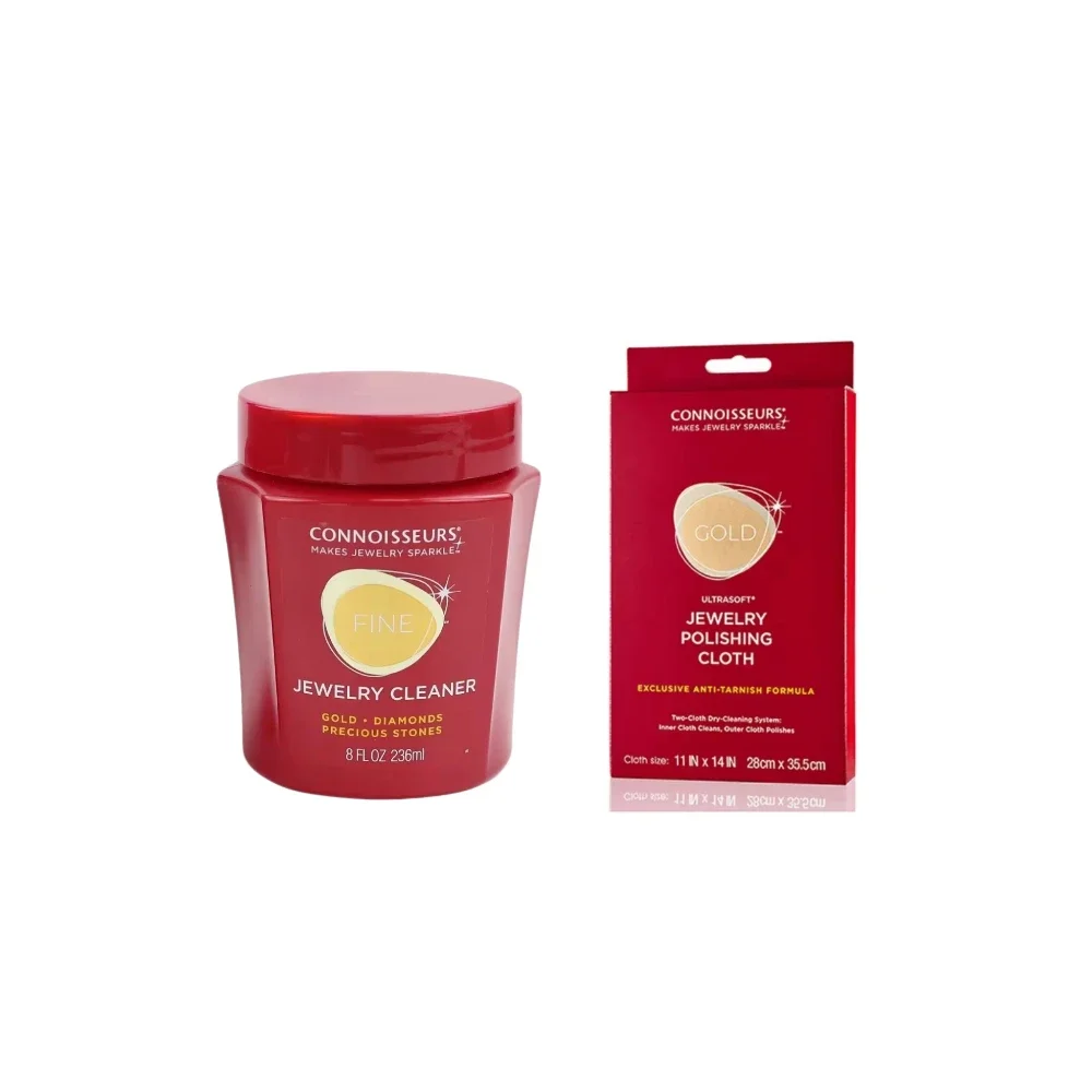 

Gold Silver Jewelry Cleaning Kit 236ml with Basket and Microfiber Cloths for Ring Necklace Watch Cleaner Solution Jewelry Cleani